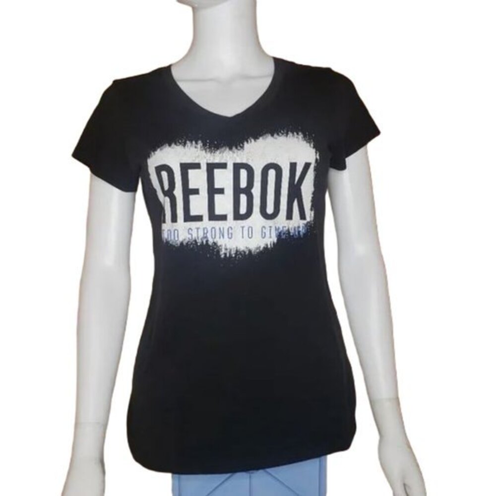 REEBOK TOO STRONG TO GIVE UP BLACK T SHIRT SIZE SMALL